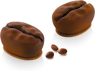 Silikomart Silicone Coffee Mould 110 Professional Accessories for Kitchen and Pastry with ABS Cutter, 8 Cavities 110 ml, Coffee Bean Shape