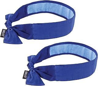 Ergodyne Chill Its Cooling Bandana, Lined with Evaporative PVA Material for Fast Cooling Relief, Tie for Adjustable Fit, Blue, 2-Pack