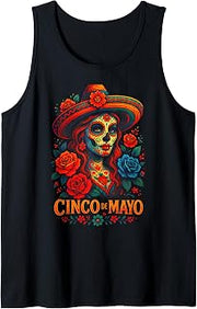 Cinco DE Mayo - Mexican Fiesta Skull Art Tank Top
