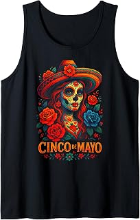 Cinco DE Mayo - Mexican Fiesta Skull Art Tank Top