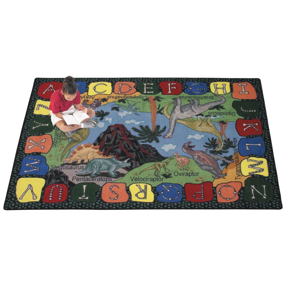 We Dig Dinosaurs Rug by Joy Carpets – 7'8" x 10'9" (Rectangular), Nylon, Multi Color, Model 1459D