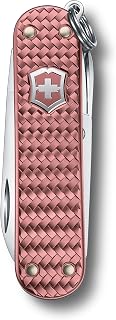Victorinox Classic SD Precious Alox Swiss Army Knife, 5 Function, Rose | Swiss-made pocket knife, 5 functions, Gentle Rose Alox scales, woven design, keychain carry, everyday use