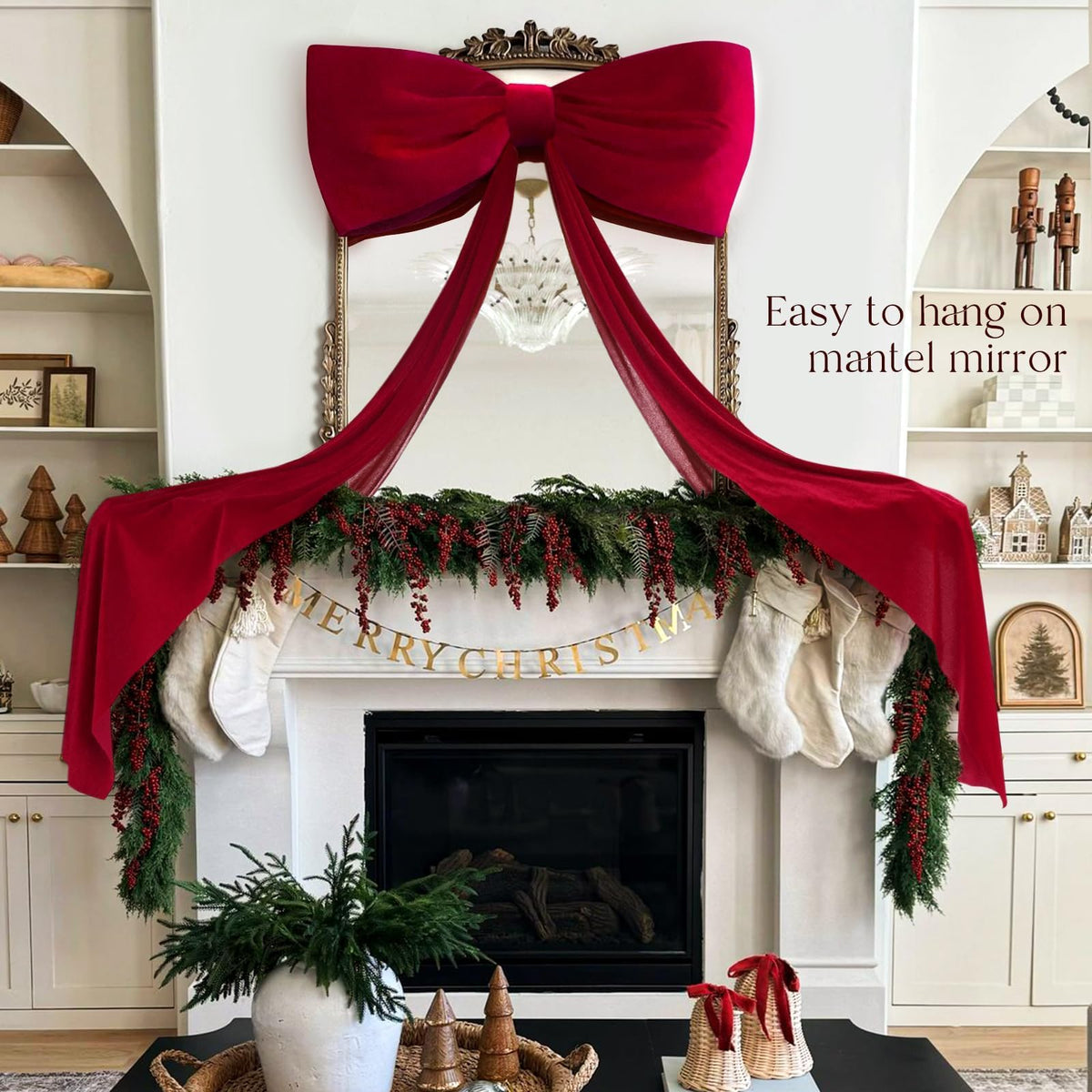 Oriental Cherry Giant Velvet Bow, 6 Feet Long, Red
