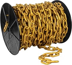Mr. Chain Plastic Barrier Chain, Gold, 2 in Links, 125 ft Length (50109-1) | UV-resistant HDPE construction for indoor and outdoor crowd control; rust-free, recyclable and made in USA