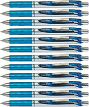 Pentel EnerGel XM Retractable White Barrel Supporting Prostate Cancer UK, 0.7mm tip, Black Ink, (Pack of 12 pens)