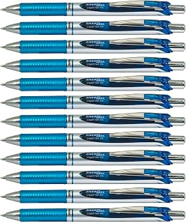 Pentel EnerGel XM Retractable White Barrel Supporting Prostate Cancer UK, 0.7mm tip, Black Ink, (Pack of 12 pens)