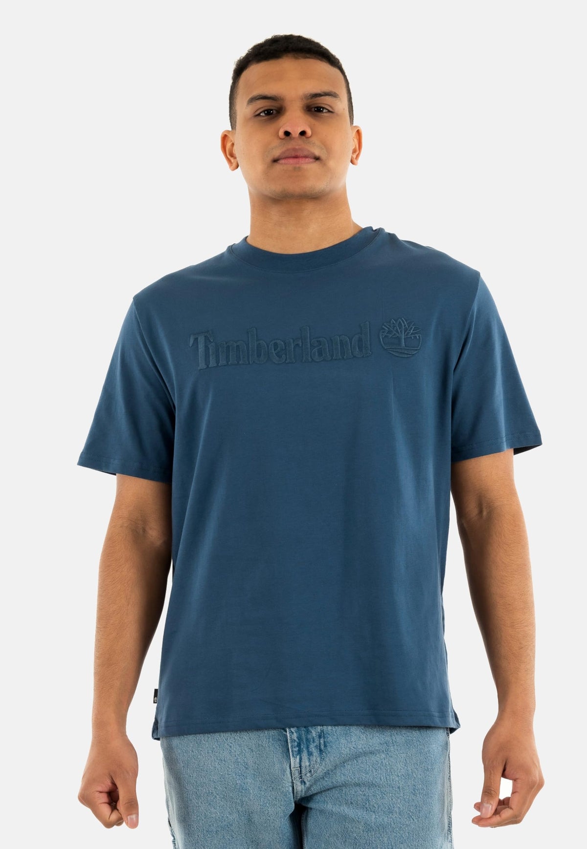Men's Hampthon Short Sleeve Tee by Timberland – Cotton, Dark Denim