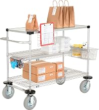 Nexelate Curbside Cart w/3 Shelves & Pneumatic Casters, 36"L x 18"W x 43"H
