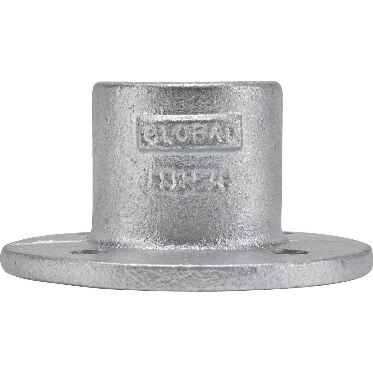 1-1/4" Size Medium Flange Pipe Fitting (1.72" Fitting I.D.) by Global Industrial – 4"L x 4"W x 2.5"H, Galvanized Iron, Gray, Model 798738