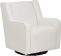 Linon Karmen Cream White Sherpa Swivel Rocking Chair