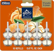 Glade PlugIns Refills Air Freshener, Pumpkin & Ginger, Scented and Essential Oils for Home and Bathroom, 0.67 Fl Oz, 10 Count