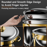 KScocina Round Chafing Dish Set, 5QT Stainless Steel, Golden 4 Pack