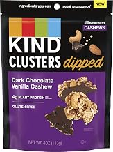 KIND Snack Clusters Dipped, Dark Chocolate Vanilla Cashew, Gluten Free, 4g Protein, 4 Ounce , 8Count