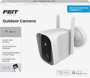 Feit Electric Smart Outdoor Wireless Security Camera, 2K HD Video, Battery Powered or Solar-Ready, Advance Motion Detection, 2.4GHz Wi-Fi, 30ft. Night Vision, 2-Way Audio with Micro SD Card Storage