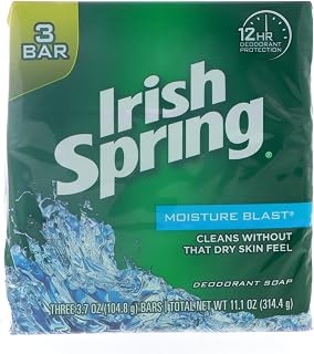 Irish Spring Moisture Blast Deodorant Bar Soap, 11.1 oz bars, 3 each (Pack of 2)