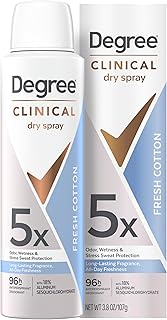 Degree Clinical Antiperspirant Deodorant Dry Spray, Fresh Cotton, 3.8oz