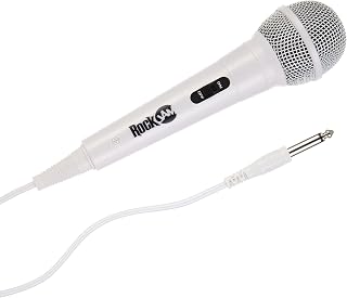 RockJam Karaoke Microphone Wired Unidirectional Dynamic Microphone with Three Metre Cord - White