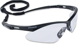 Jackson Safety V30 Nemesis Safety Eyewear - Glass, Polycarbonate Lens - 1each - Clear, Black
