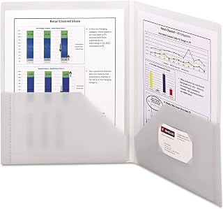 SMEAD Frame View Poly Two-Pocket Folder, Letter Size, Oyster, 5 per Pack (87706) (Pack of 1)
