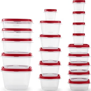 Rubbermaid Kitchen Storage Containers, 40-Piece Assortment with Microwave Vented Lids, Red