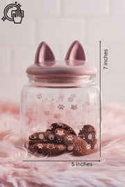 Cat Ears Pet Treat Canister by 10 Strawberry Street – Small, 32.0 fluid_ounces, Glass, Pink, Model NEW-80-15-003DS