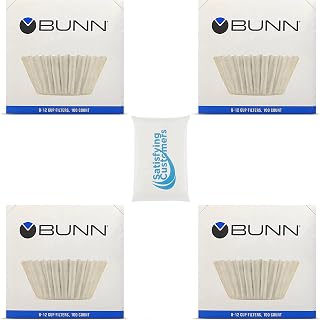 Bunn Coffee Filter – 4 PK - 100 PCS per Pack – Taller – Flat Bottom Liner – Quality Paper for Most Coffee Makers – Aromatic Brew – with Satisfying Customers Travel Tissue Pack (4PK)