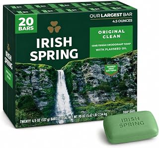 Irish Spring Deodorant Bar Soap, Original Clean, 4.5 Ounce (Pack of 20)
