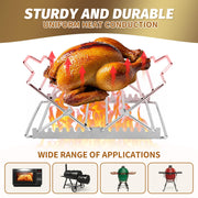 Roryimke Chicken Roasting Rack, V-Shaped Adjustable Stand, Silver