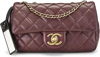 Chanel, Pre-loved Burgundy Lambskin Meat Packaged Half Flap Mini, Burgundy