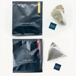 Rishi Tea Earl Grey & Lavender Mint Tea - Organic Sachet Tea Bags, Certified Organic Tea Bundle - 50 Count (Pack of 2)