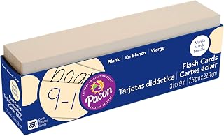 Pacon PAC74100 Blank Flash Cards, 3" x 9", Manila, Pack of 250