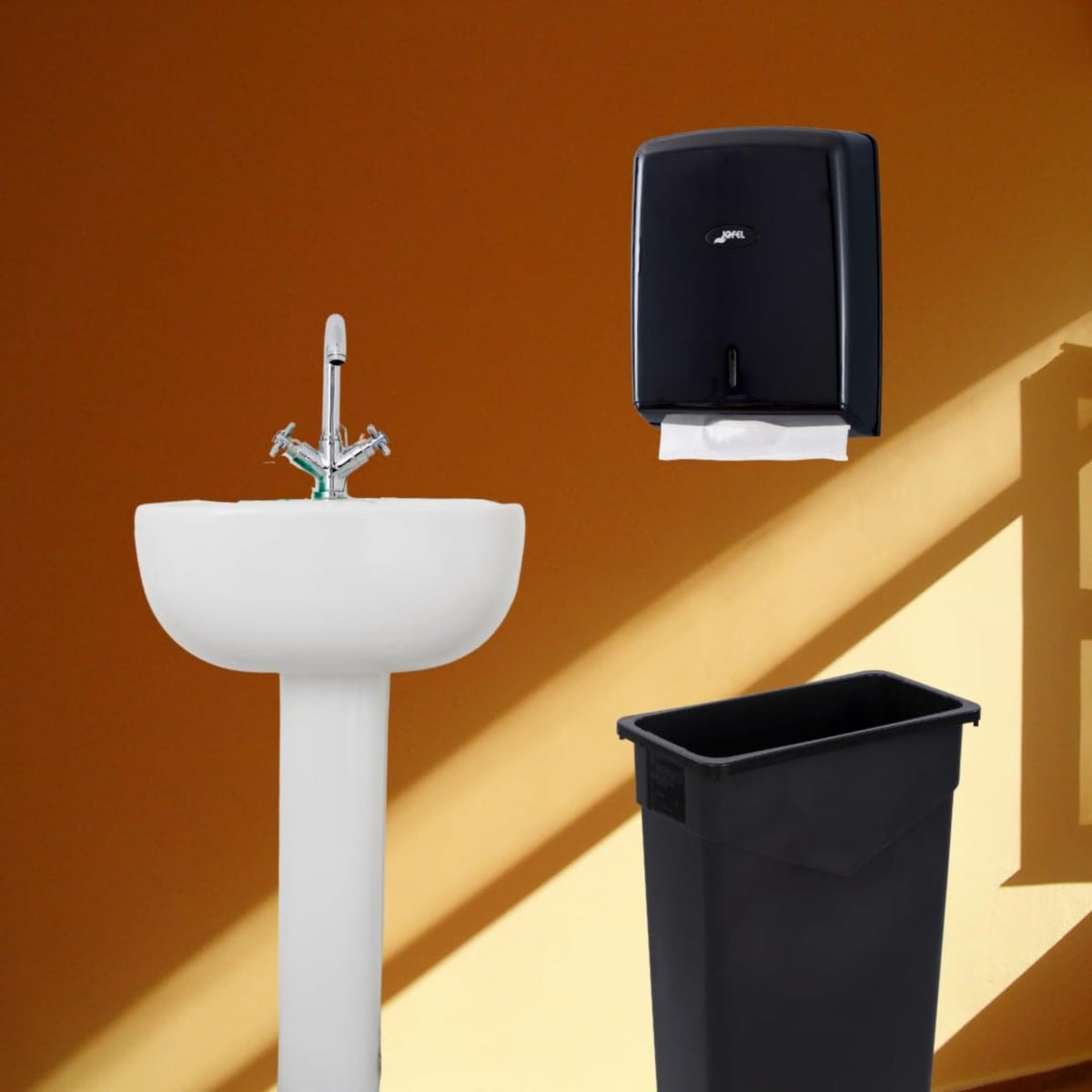 Jofel Valor Paper Towel Dispenser Interfold Towel Dispenser with Viewing Window for Bathroom by San Jamar – Plastic, Black, Model T1600BK