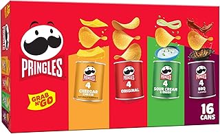 Pringles Potato Crisps Chips, Lunch Snacks, Office and Kids Snacks, Grab N' Go, 1.38 Pounds, Variety Pack (16 Cans)