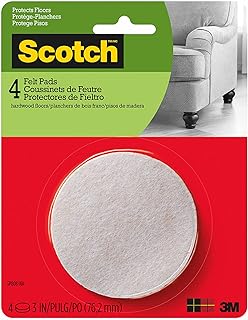 Scotch Felt Pads, 4 Pads, Circle, Beige, 3 in x 3 in