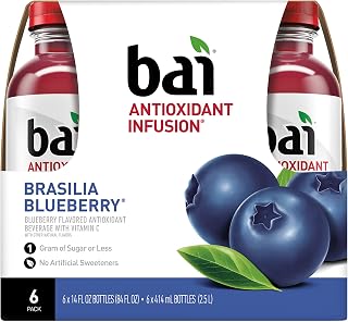 Bai Flavored Water, Brasilia Blueberry, Antioxidant Infused Drinks, 14 Fluid Ounce Bottle, 6 count