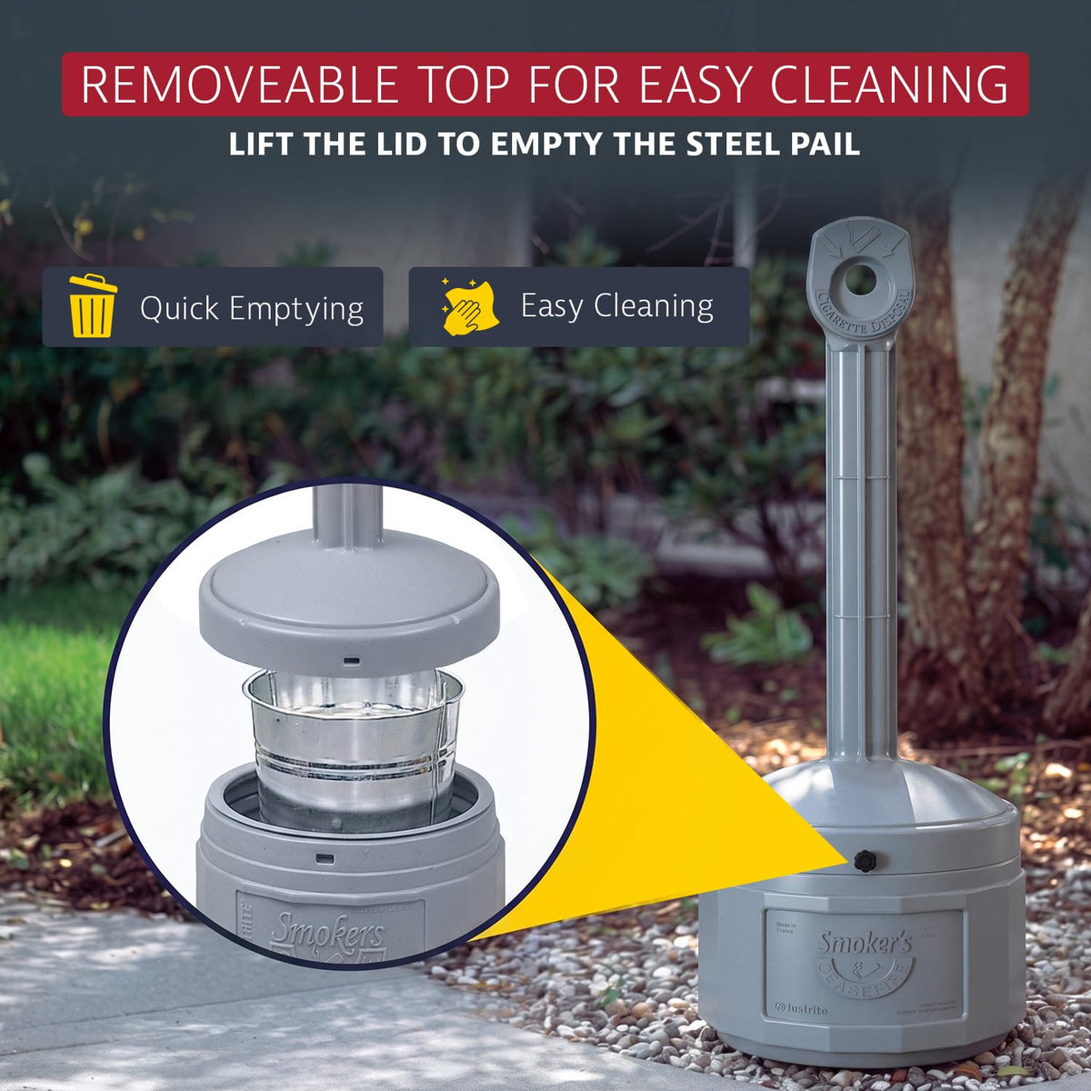 Justrite Grey / 4 Gallon / Cease-Fire Smoking Receptacles