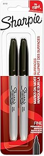 Sharpie 30162PP Permanent Markers, Fine Point, Black, 2 Count