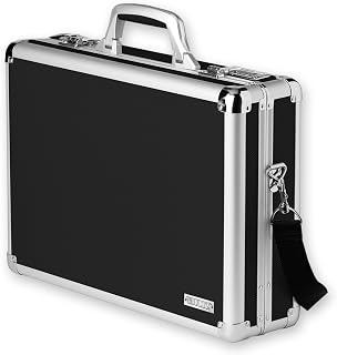Vaultz Locking Briefcase - 18 x 14.25 x 5 Inch Combination Lock Hard Laptop Case w/Strap - Briefcases for Men and Women - Black | Combination lock keeps contents secure, adjustable strap for carrying, hard-sided briefcase for men and women
