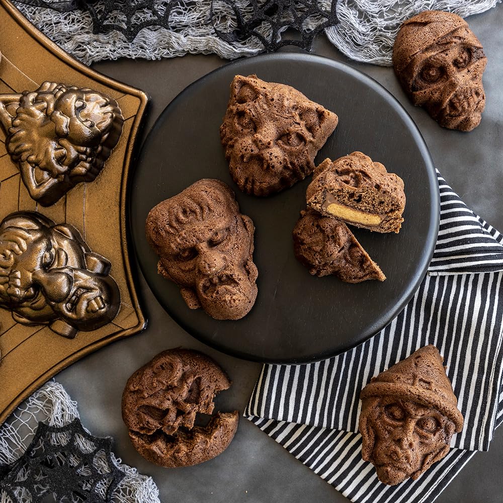 Monster Mask Cakelet by Nordic Ware – 4 Cup Capacity, 4.0 cups, Aluminum, Bronze, Model 95948