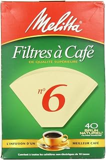 Melitta Cone Coffee Filters, Natural Brown, No. 6, 40 Count Filters