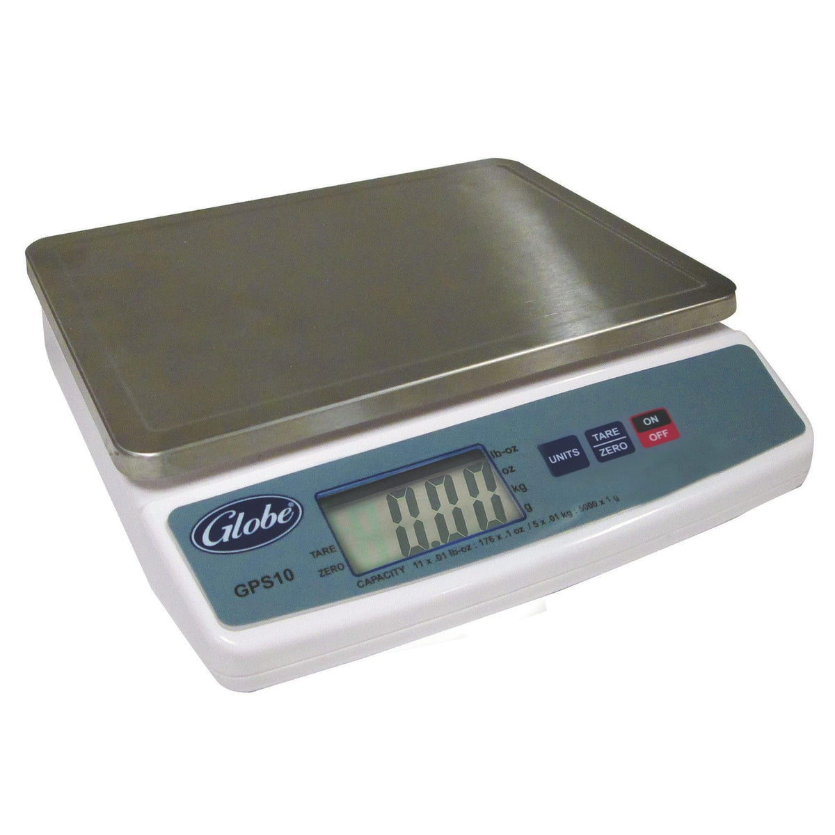 10 lb. Portion Control Scale by GLOBE – Medium, Stainless Steel, Silver, Model GPS10