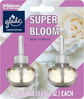 Glade PlugIns Refills Air Freshener, Scented and Essential Oils for Home and Bathroom, Super Bloom, 1.34 Fl Oz, 2 Count