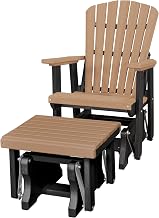 American Furniture Classics Model 515-601CBK Fan Back Glider and Ottoman Glider in Cedar with a Black Base, Made in The USA
