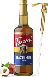 Jimoco® Syrup Pump Dispenser + Torani® Hazelnut Syrup, 25.4 oz - Coffee Syrup Pump & Flavoring Bundle