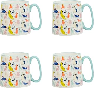 10 Strawberry Street Bella Mug, Inline Dog, Set of 4