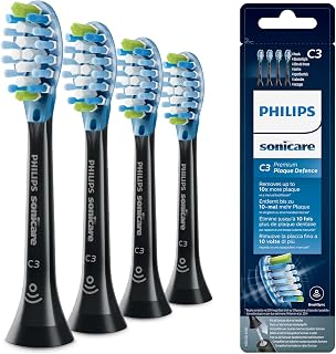PHILIPS Sonicare Premium Plaque Defence BrushSync Enabled Replacement brush Heads, 4pk Black - HX9044/33