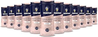 Morton All-Natural Himalayan Pink Salt, Fine, (17.6 oz), 12-Pack, Perfect for Baking, Blending & Cooking