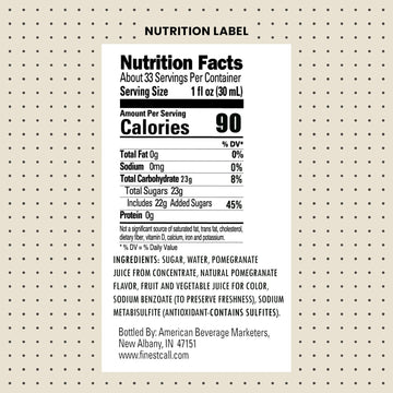 Premium Pomegranate Syrup Drink Mix by Finest Call – 33.8 Fl Oz (Pack of 2), Pack of 2
