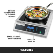 Waring Silver / WIH400 - Single Burner / 11" x 11" Schott ceramic glass surface Countertop Burners