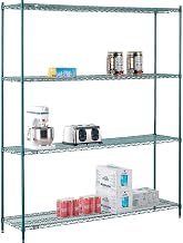 Nexel Poly-Green, 4 Tier, Wire Shelving Starter Unit, 72"W x 14"D x 86"H